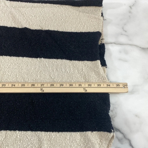 By Together Fringe Poncho Shawl Cardigan Sweater Womens M/L Cream Black Striped - Picture 6 of 7